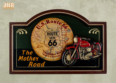 Home Decor Antique Wooden Wall Plaques Resin Motorcycle Wall Decor Pub Signs