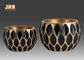 Decorative Geometric Pattern Fiberglass Flower Pots With Gold Leafed Finish