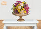 Footed Gold Leaf Fiberglass Wedding Centerpiece Table Vases / Flower Bowls 2 Size