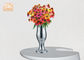 Decorative Indoor Small Fiberglass Planters Table Vases Silver Mirror Mosaic Finish