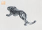 Home Decor Silver Leafed Polyresin Animal Figurines Fiberglass Leopard Sculpture