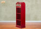 British Telephone Booth Storage Cabinet Antique Wood Storage Rack MDF Floor Rack Red Color