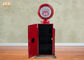 Red Multimedia Storage Rack Decorative Wooden Cabinet Wood Tabletop Clock Red Color