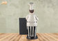 Happy Fat Polyresin Chef Holding Wooden Chalkboard Resin Chef Statue Figure Decor