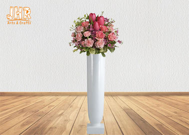 Small Glossy White Fiberglass Planters Floor Vases Decorative Flower Pots