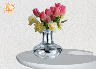 Decorative Silver Mosaic Glass Polystone Centerpiece Table Vase Flower Pots