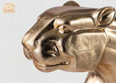 Gold Leaf Polyresin Leopard Sculpture Fiber Glass Animal Table Statue Figurines