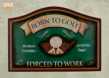 Golf Club Wall Decor Antique Wooden Wall Signs Decorative Golf Wall Plaques Green Color