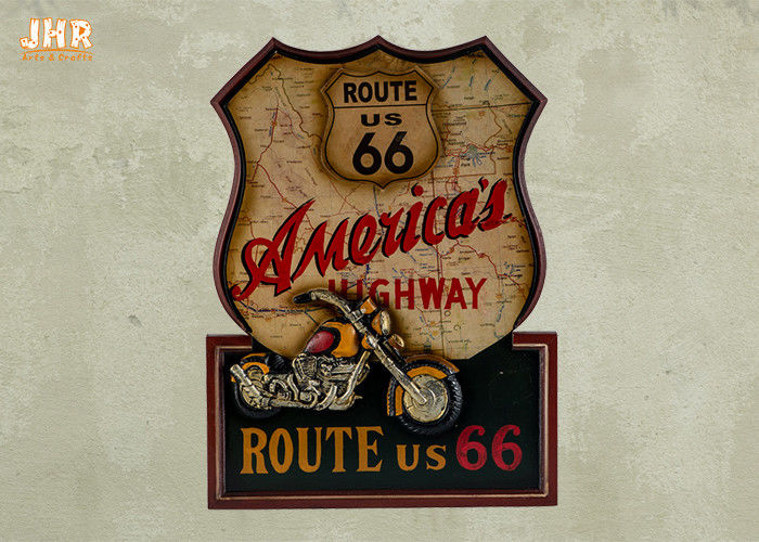 Resin Motorcycle Wall Decor Wooden Plaques Decorative Route 66 Art Signs - Decorative Wall Plaques Resin