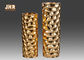 Raspberry Design Cylinder Fiberglass Flower Pots Gold Leaf Finish Two Sizes