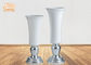 White Fiberglass Floor Vases Homewares Decorative Items Silver Leaf Footed Table Vases