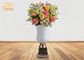 Glossy White Modern Fiberglass Planters Centerpiece Table Vases Gold Leaf Pedestal Base