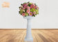 Classic Glossy White Fiberglass Floor Vases With Pedestal For Wedding 2 Sizes