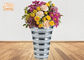 Decorative Wide Mouth Fiberglass Plant Pots With Silver Mosaic Glass Finish