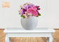 Portable Round Glossy White Fiberglass Flower Pots Vase Frosted Finish