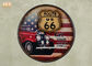 Route US 66 Wooden Wall Plaques Round Wood Wall Hanging Signs Antique Pub Sign