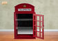 British Telephone Booth Cabinets Decorative Wooden Cabinet Red Color MDF Floor Rack Furniture