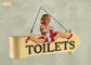 Funny Fat Lady Toilet Direction Signs Decorative Polyresin Figurine Wall Hanging Sign